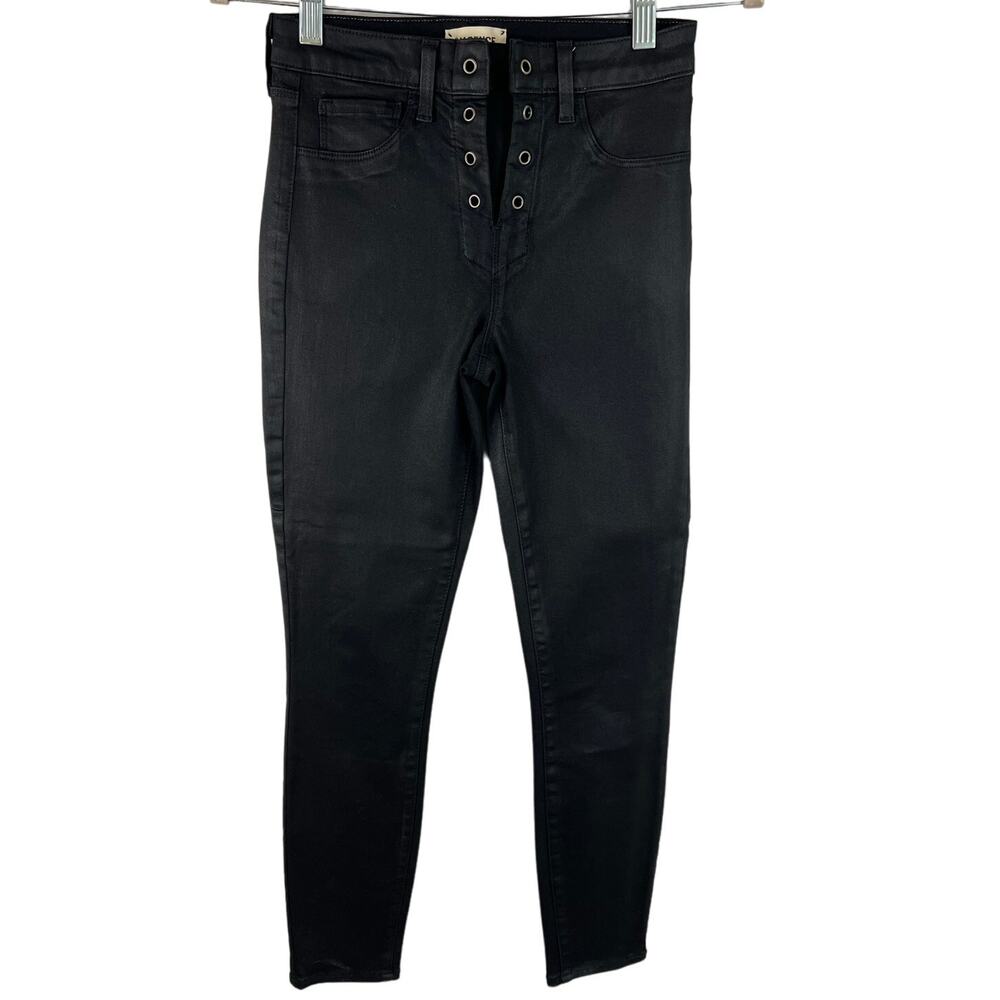L'Agence Black Skinny Waxed Cotton Pants 25